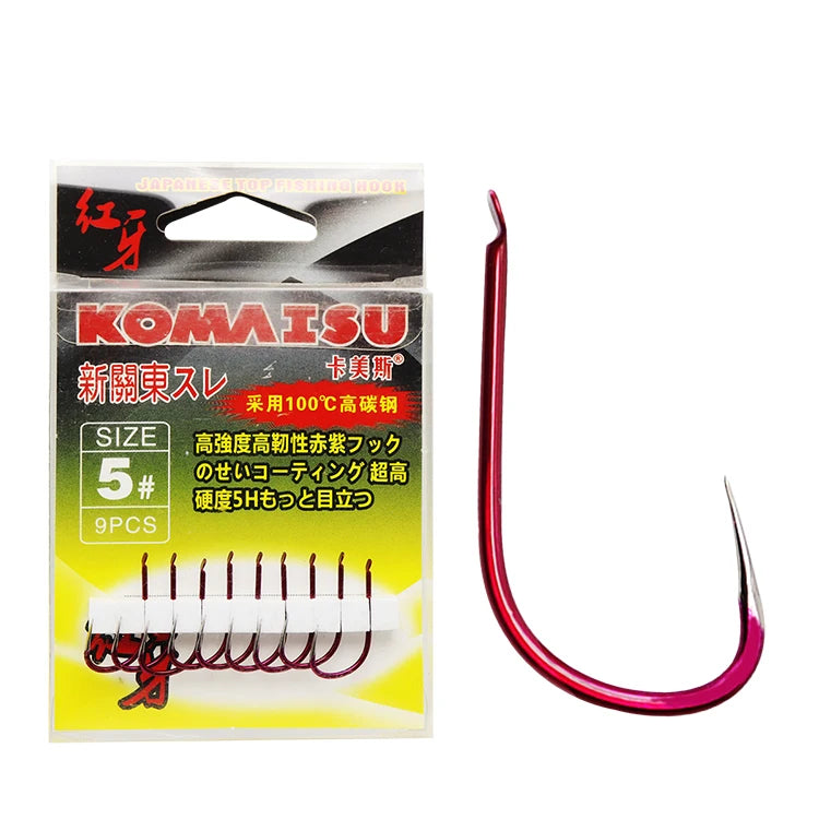 Factory Red High Carbon Steel Barbless Flat Head Fish Hooks Flatted Freshwater Carp Fishing Hook