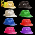 Wholesale LED Sequin Fedora Hat Colorful Flashing Lights for Graduation Valentine's Day New Year Thanksgiving Parties Set