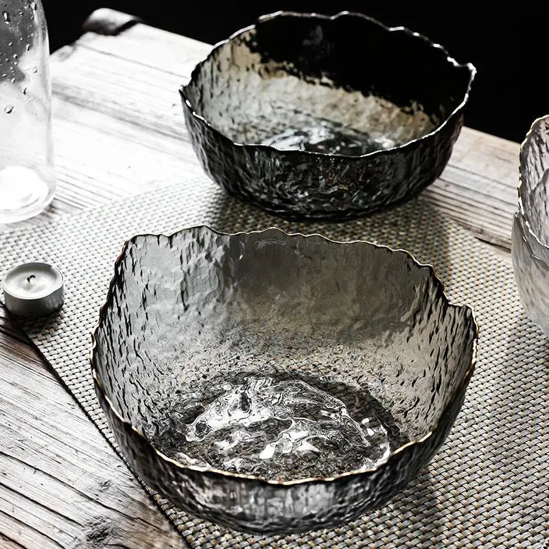 Wholesale Eco-Friendly Customized Modern Party Transparent Diamond Glass Food Container Serving Salad Bowl Set