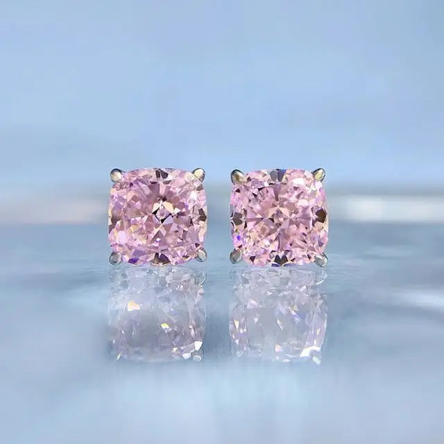925 Sterling Silver Birthstone Stud Prong Set Earrings Cushion Cut Multicolor Birthstone Earring
