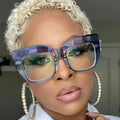 076 Fashion Large Frame Anti-Blue Light Plastic Glasses Square Frame Cat Eye Custom Prescription Eye Glasses Women Optical