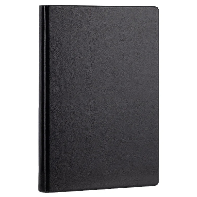 Deli 3186 Black Leather Cover Notebook 25K 160sheets Notepad Minute Book of Business Meeting for Gifts 48pcs Per Carton Set
