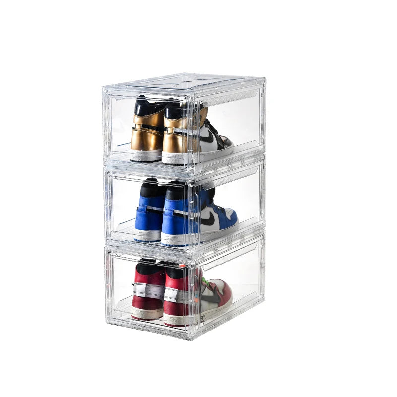 Custom Storage Wholesale Clear Transparent Plastic Acrylic  Shoe Boxes Logo Stackable Shoes Sneaker Display Box