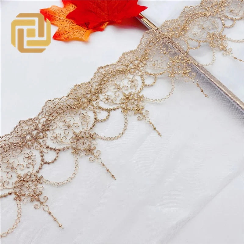 Embroider High-grade Water-soluble Clothing Accessories Wedding Skirt Hand-made Gold Thread Embroidery Lace Spot Wholesale