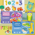 Zoo Magnetic Puzzle Farm Animals Recognize Shape 30pcs Paper Magnet Fridge Refrigerator for Boys Girls Kids