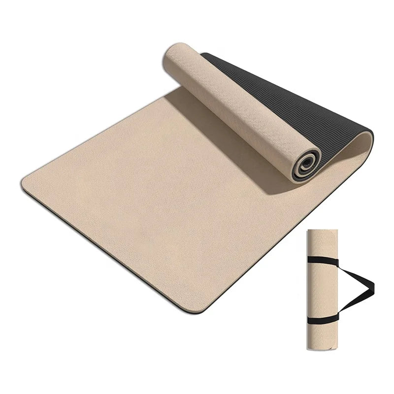 Dual Layer Suede Foldable Non-Slip Yoga Mat Travel-friendly 6mm TPE Mark Line Roll Bulk Order Yoga Mat for Gym or Outdoors