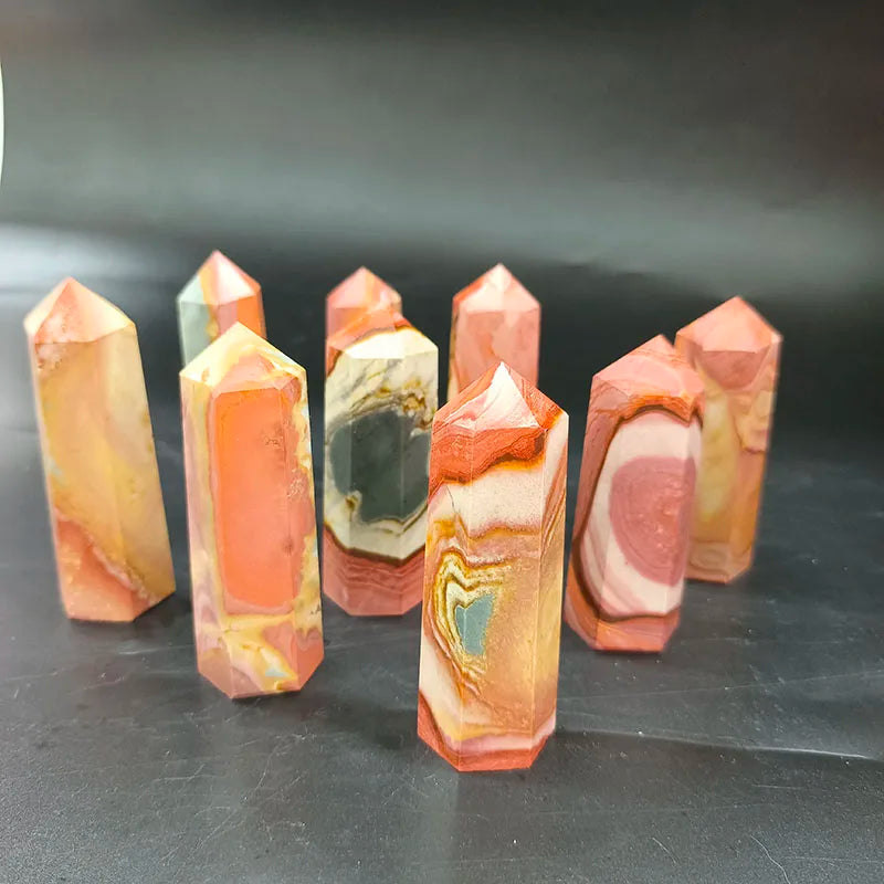 8-10cm Ocean Stone Towers Healing Crytal Quartz Polychrome Stone Points for Decoration
