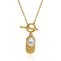 New Retro OT Buckle Brass 18K Gold Plated Beads Natural Freshwater Pearl Pendant Necklaces Unisex Factory Jewelry Wholesale