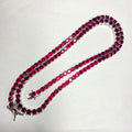 HQ GEMS S925 Sliver Plated White Gold 4mm Tennis Link  Lab Ruby Sapphire Stone Tennis Bracelet