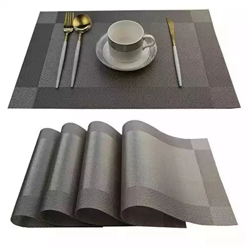 Custom Woven PVC & Polyester Blend 18x12 Inch Modern Rectangle Dining Table Placemats Washable