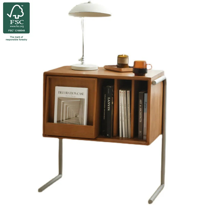 Household Solid Wood Magazine Bookcase Living Room Multi-functional Storage Cabinet Bedroom Small Cabinet