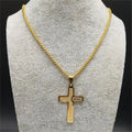 Trendy Gold-Plated Stainless Steel Cross Pendant Necklace Geometric Anniversary Party Wedding Engagement Gold Color