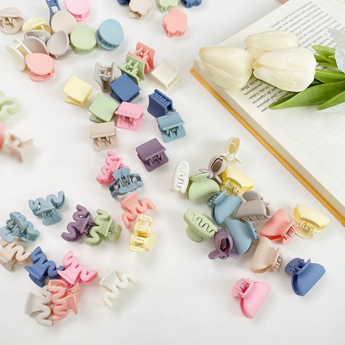 12pcs/set Mini ABS Korean Fashion Butterfly Hair Claws Colorful Cute Girl Side Clip Decoration KLACOMA