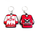3D Jersey Shaped Rubber Key Charms for Ice Hockey Club Souvenir Custom Athlete's Sport Shirt Design Soft Pvc Keychain