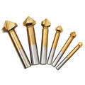 90 Degree Countersink Chamfer Drill Bit Round Shank Carpentry Woodworking Chamfering Cutter Remove Bur Drill Bit Set