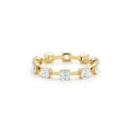 LOZRUNVE 925 Sterling Silver Emerald Cut Square CZ Stone Eternity Band Ring 18k Gold Plated