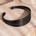 2025 New Arrival Fashion Jewelry Dark Retro Acrylic Multi-layer Striped Brushed Open Bracelet Wire Layered Hematite Cuff Bangles