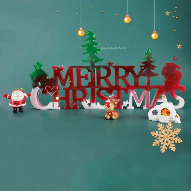 Christmas Resin Molds Merry Christmas Silicone Mold for DIY Crafts