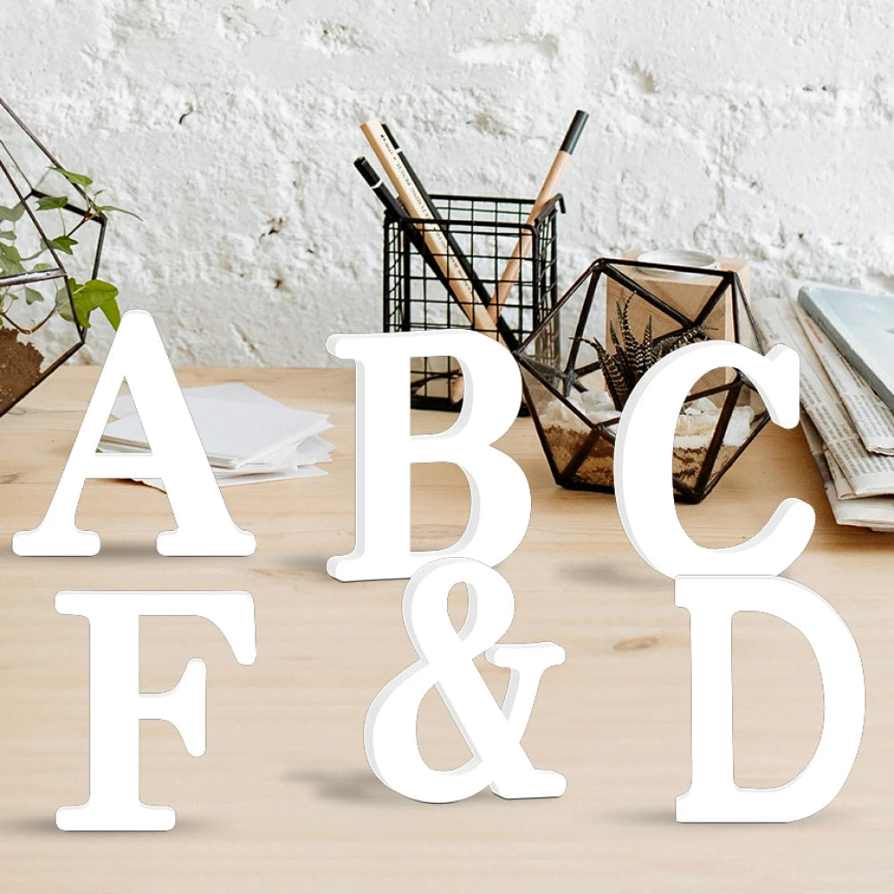 Black and White DIY PVC Alphabet Letters Freestanding Home Desk Sign for Custom Word Name Love Style Table Decoration