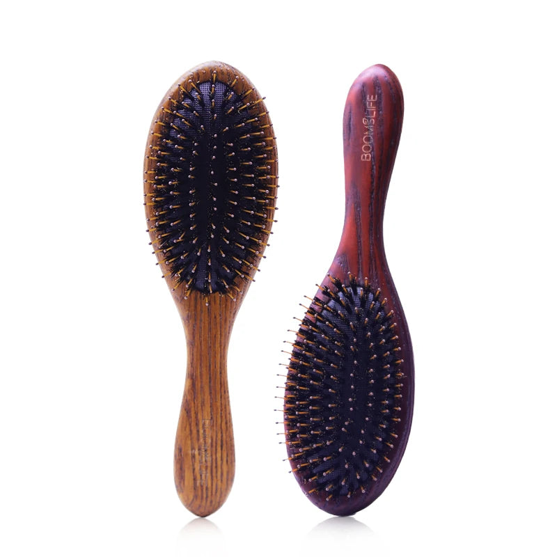 Wholesale New Style 100% Natural Boar Bristle Hair Brush Nylon and Wood Scalp Massager Paddle Hair Brush Boar Hair Brush