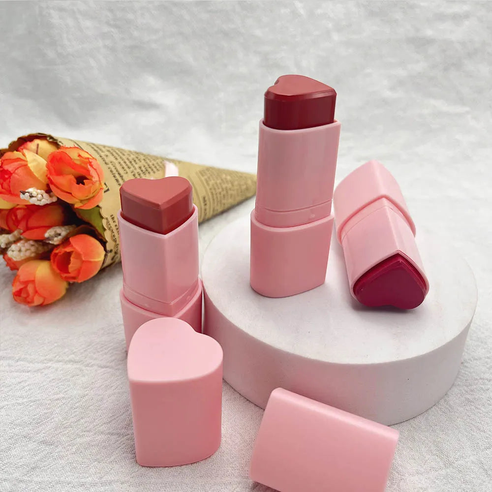 Private Label Face Makeup Cheek Blush Cream Long Lasting Vegan Pigmented Blusher Pink Heart Stick Blush
