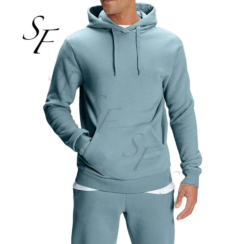 Custom Logo Printed Summer Polyester Men Training Jogging Wear 2-Piece Gym Fitness Hoodie Sweatsuit Set for Men