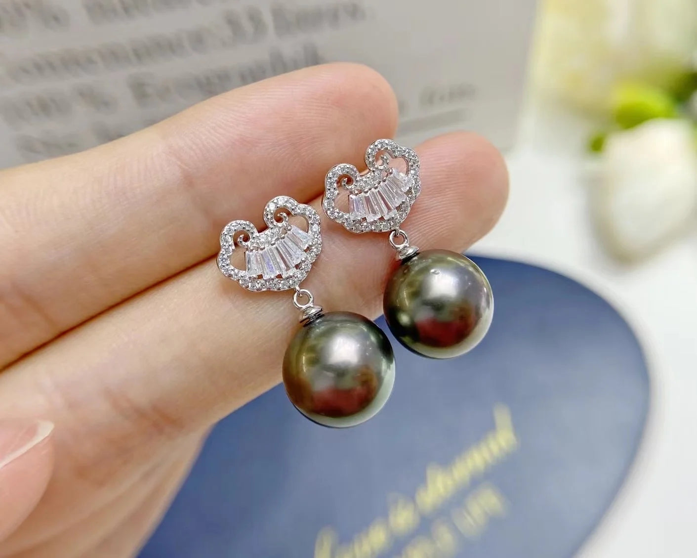 E1952 11-12mm DIY Natural Freshwater Pearl Charm Earrings Mounting Accessory 925 Sterling Silver Gold Plated  Jewelry for Women