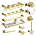 Luxury Single Double Holder Bathroom Hardware Fittings Stainless Steel Brushed Gold Square Metal Rack Glass Home Hotel Use Boxed