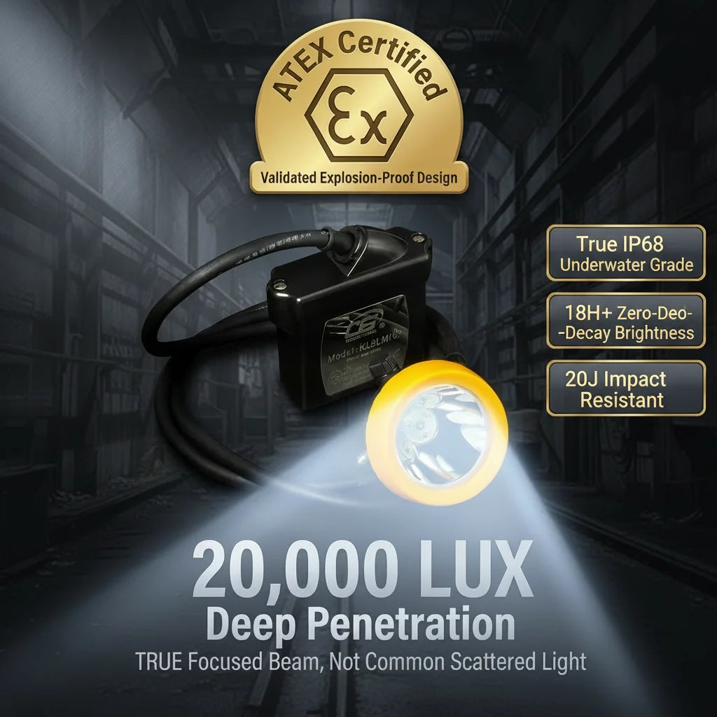 Kl5m Professional High Beam Miner's Lamp Led Safety Mining Cap Light Rechargeable Super Bright Mine Head -with Charger