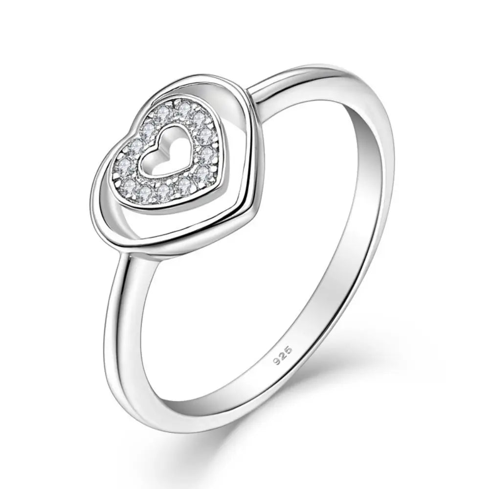 925 Sterling Silver Custom Moissanite Romantic Women Wedding Jewelry Heart Cz Diamond Bezel Set Solitaire Engagement Ring