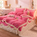 Korean Cartoon Princess Style 100% Polyester Four-piece Duvet Cover Pillowcase Bedding Set All-Season Customizable Sizes Custom