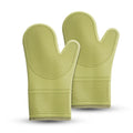 Heat Resistant Silicone Oven Mitts Set Soft Quilted Lining Extra Long Waterproof Flexible Gloves for Cooking and BBQ Kitchen