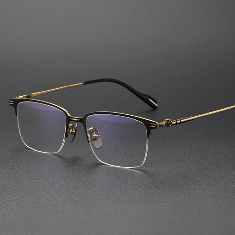Luxury Optical Frame for Men Pure Titanium Half-Rim Eyeglass Prescriptions Solid South Africa Eyewear Spectacles
