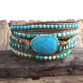 New Designer Fashion Boho Bracelet Natural Stones Grass Turq Stone Charm 5 Strands Woven Wrap Bracelets Gift