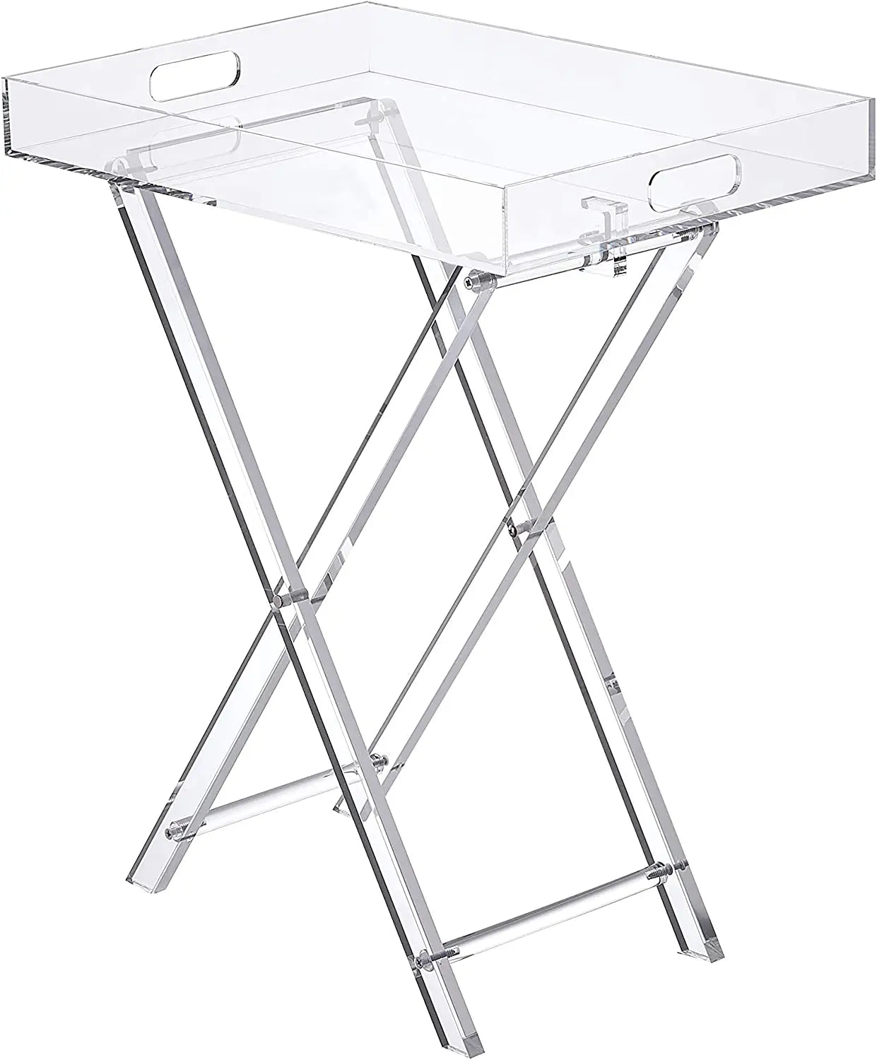Furniture Acrylic Folding Tray Table Acrylic Side Table Acrylic End Table Clear Modern 19x13 Inch 23 Inch High