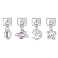 Hapiship 2024 New Original Daisy Star Moon Starry Sky CZ Italian Charm Fit 9mm Bracelet Stainless Steel Jewelry DIY Making DJ802