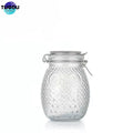 Stock Wholesale Hot Selling 1400ml 48oz Clear Owl Shape Glass Snap-on Storage Bottle With Metal Clip Clamp Lid Sealed Jar