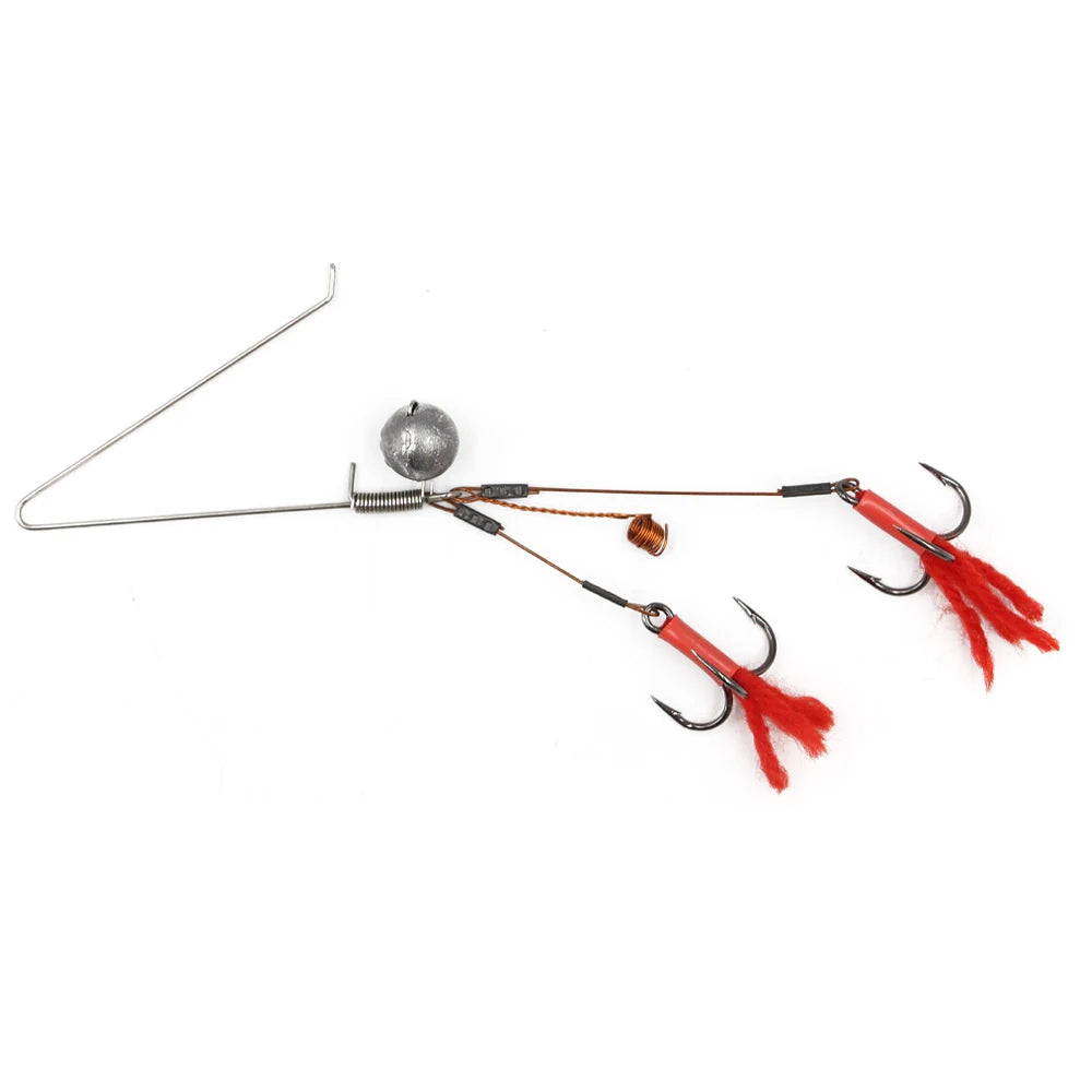 Outdoor Sea Fishing Pike Stinger Stainless Steel Treble Pike Hook with Fur and Wire Leader