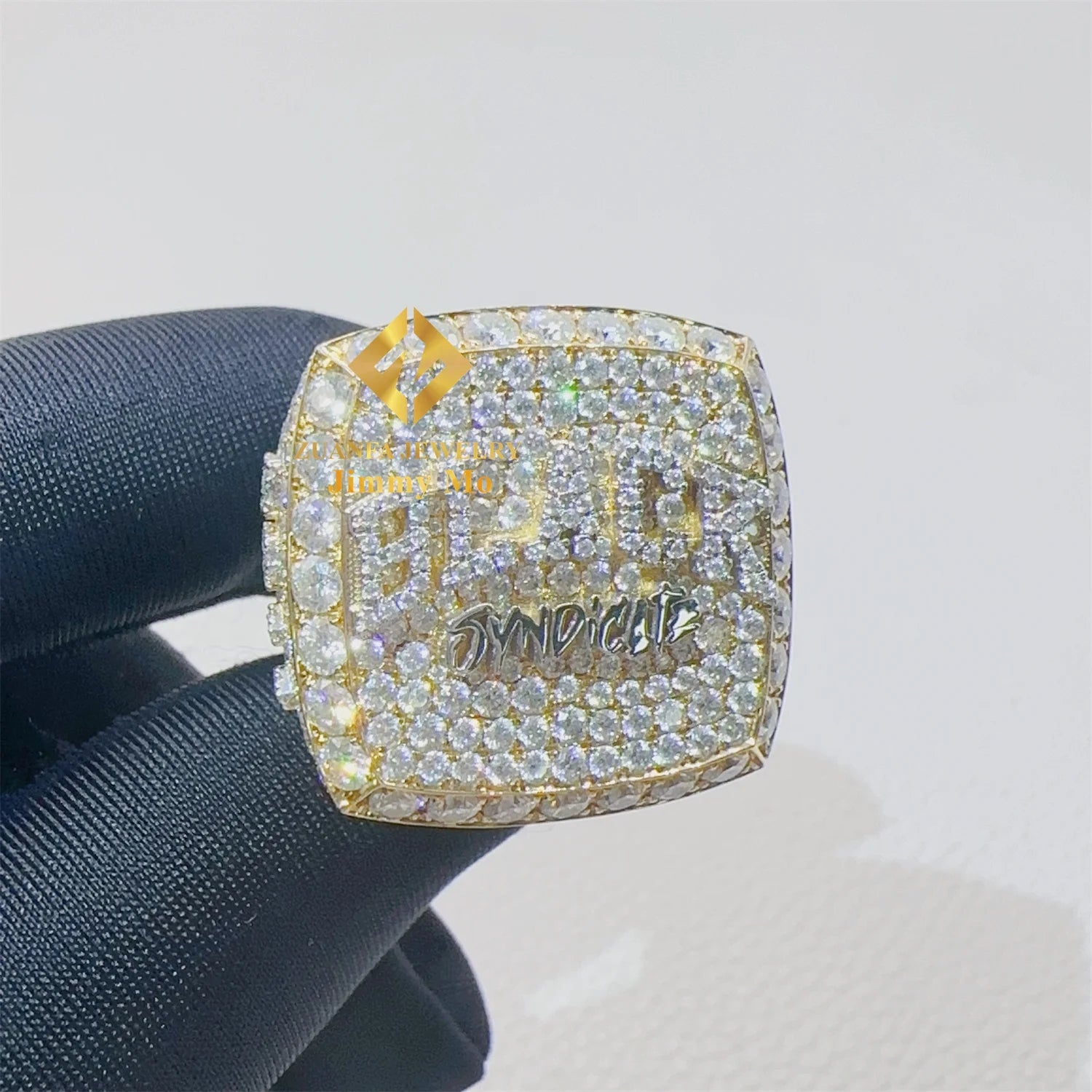 Custom Made Unique Design Luxury 10k Real Yellow Gold Fully Iced Out VVS1 Moissanite Diamond Hip Hop Champion Ring Man Gift