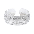Tibetan Silver Carved Spiral Phoenix Flower Connecting Branches Pattern Wide Band Open Cuff Bracelet Bangle for Adult