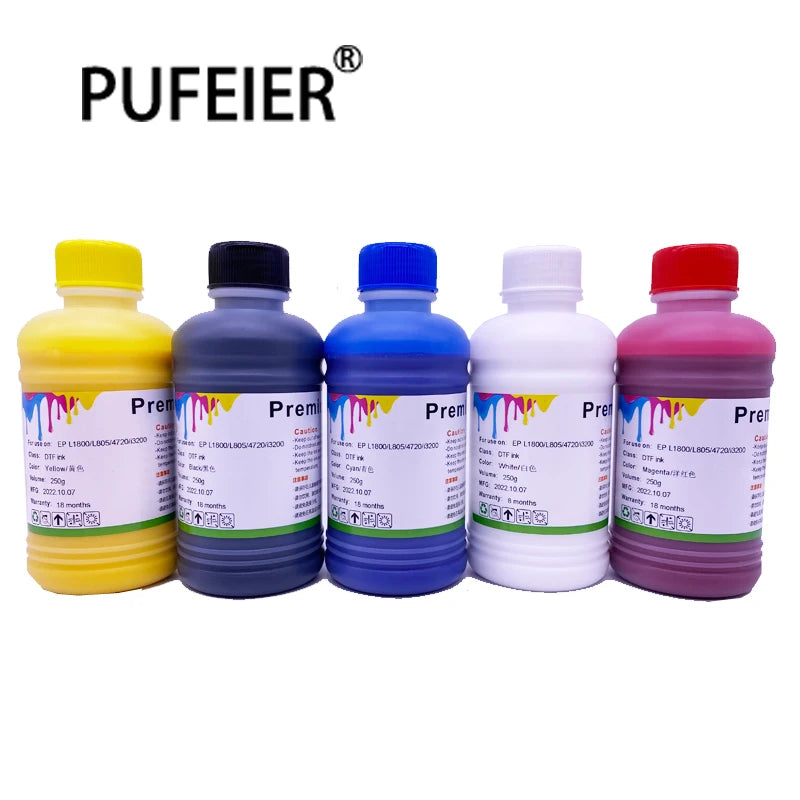 250ML Premium Printing Refill DTF PET Film Heat Transfer Pigment Ink for Epson Inkjet Printer DTF Ink