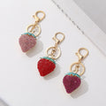 Creative Crystal Rhinestone Strawberry Key Chains Red Enamel Metal Fruit Keyring Women Bag Charm Pendant Strawberry Keychain