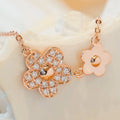 H&F Original Four Leaf Clover Necklace Rose Gold Couple With Natural Diamond Pendant Chian for Women 18K Real Gold Necklace