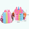 Low MOQ Silicone Shoulder Pouch Bag Kids Popper Pop Coin Purse case with Bear unicorn Pattern