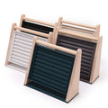 Modern 2026 Trend Natural Wood Ring Organizer Board With Removable Velvet Liner Slanted Display for Boutique