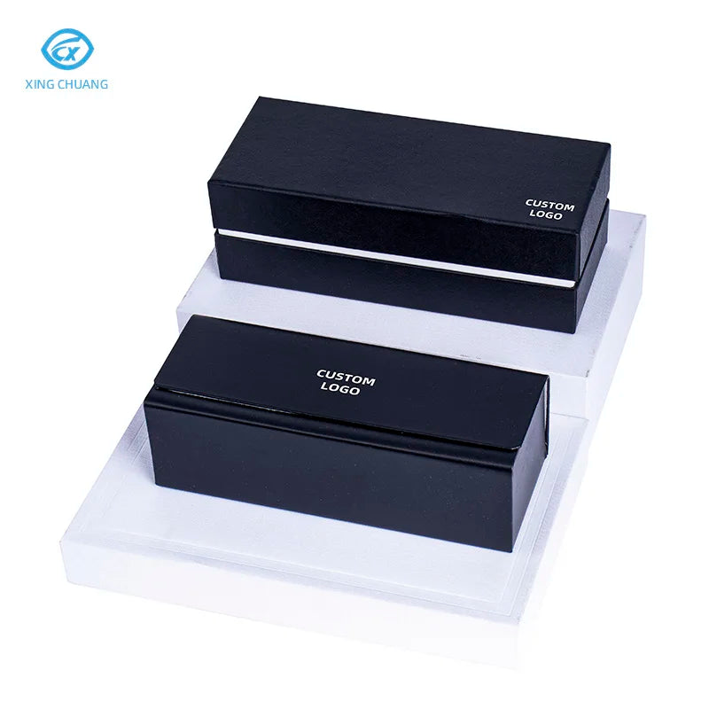 Wholesale Custom Logo Rectangle Sunglasses Cases Black Microfiber Cloth Glasses Package Box Set