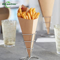 Fast Food Disposable French Fry Kraft Cones Cheesy Fish Fry Cone French Fries Paper Cone With Sauce