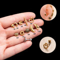 Vintage Silver Gold Plated Feather Heart Moon Flower Skull Shape Stainless Steel Stud Cartilage Earrings Helix Piercing Jewelry
