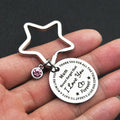 Custom Engraved Words Keychain Mum Keychain Star Round Charm Stainless Steel Keychain