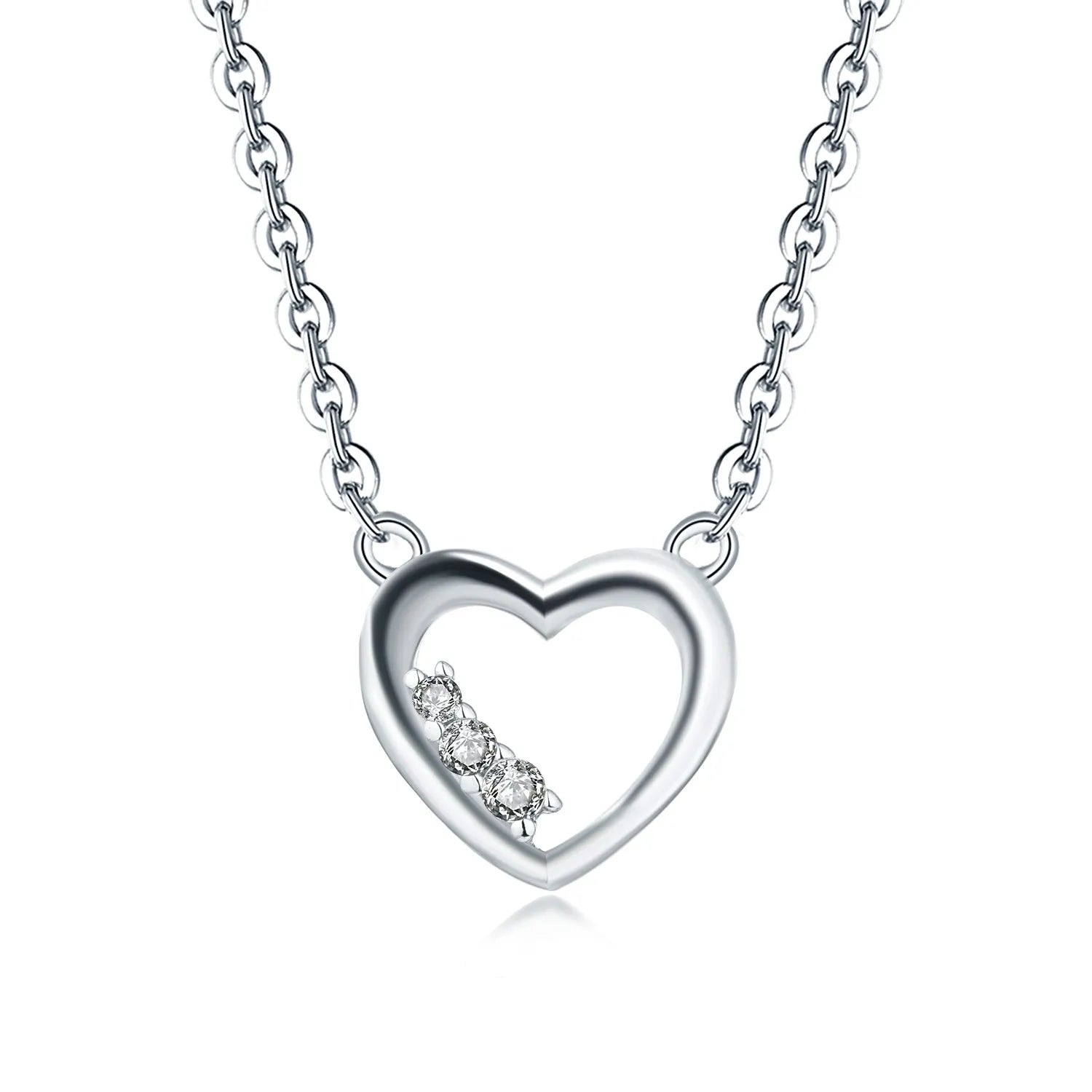 Original Asymmetric Hearts of Love Collier With Crystal Necklace for 925 Sterling Silver Bead Charm Bracelet Europe Diy Jewelry
